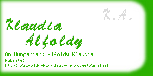 klaudia alfoldy business card